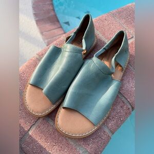 Elegant Teal Leather Sandals